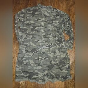 Ashley Stewart Green Camouflage Romper